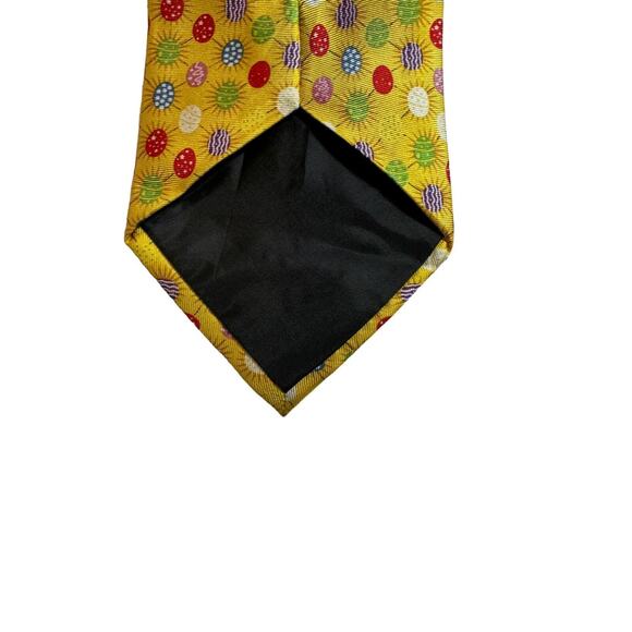 Wild Ties Starburst Easter Eggs Holiday Necktie Yellow 100% Silk - Picture 5 of 7